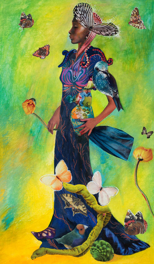 Nino Japaridze - Queen of Gardens (Reine des Jardins) - Japaridze Tarot - 2012-2013 mixed media painting